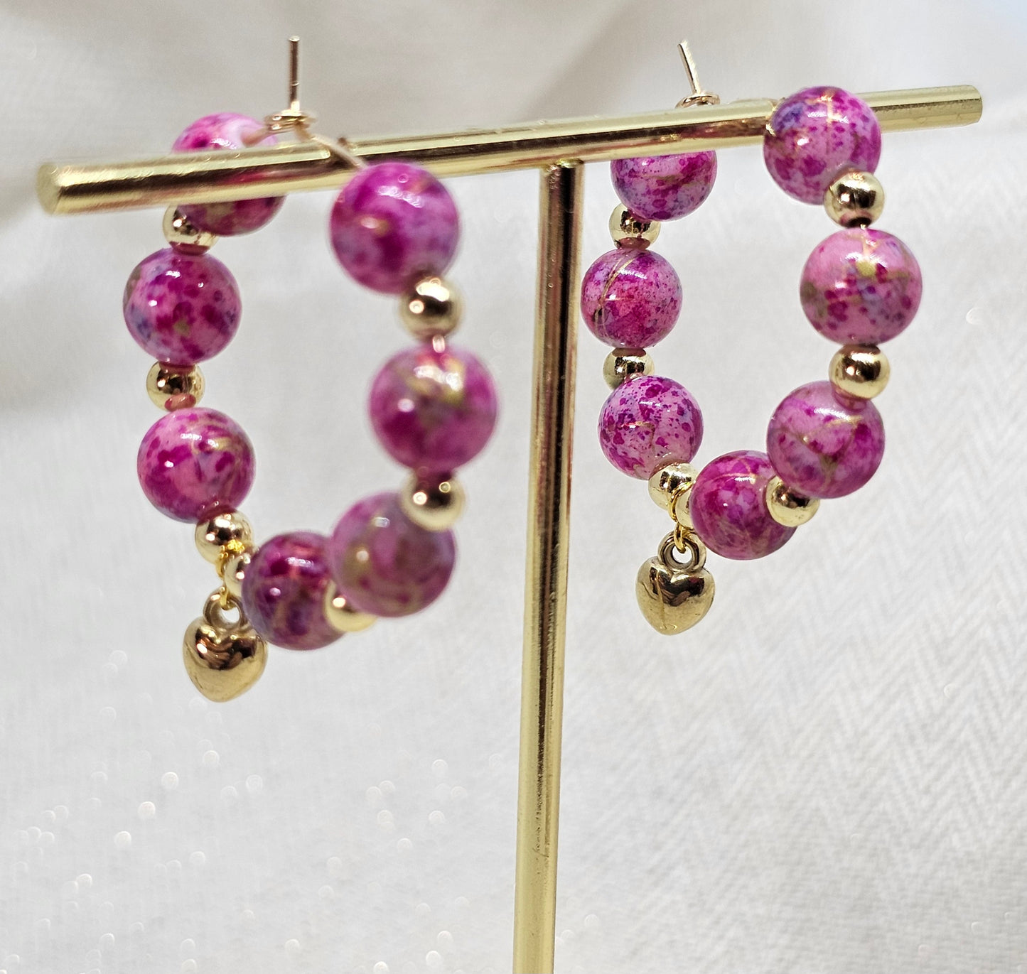 Boucles D'oreilles Saint Valentin - Les Créoles roses