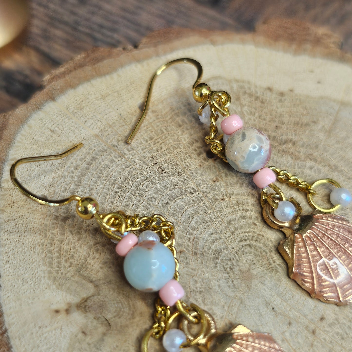 Boucles D’Oreilles - Les Coquillages pendantes perle naturelle