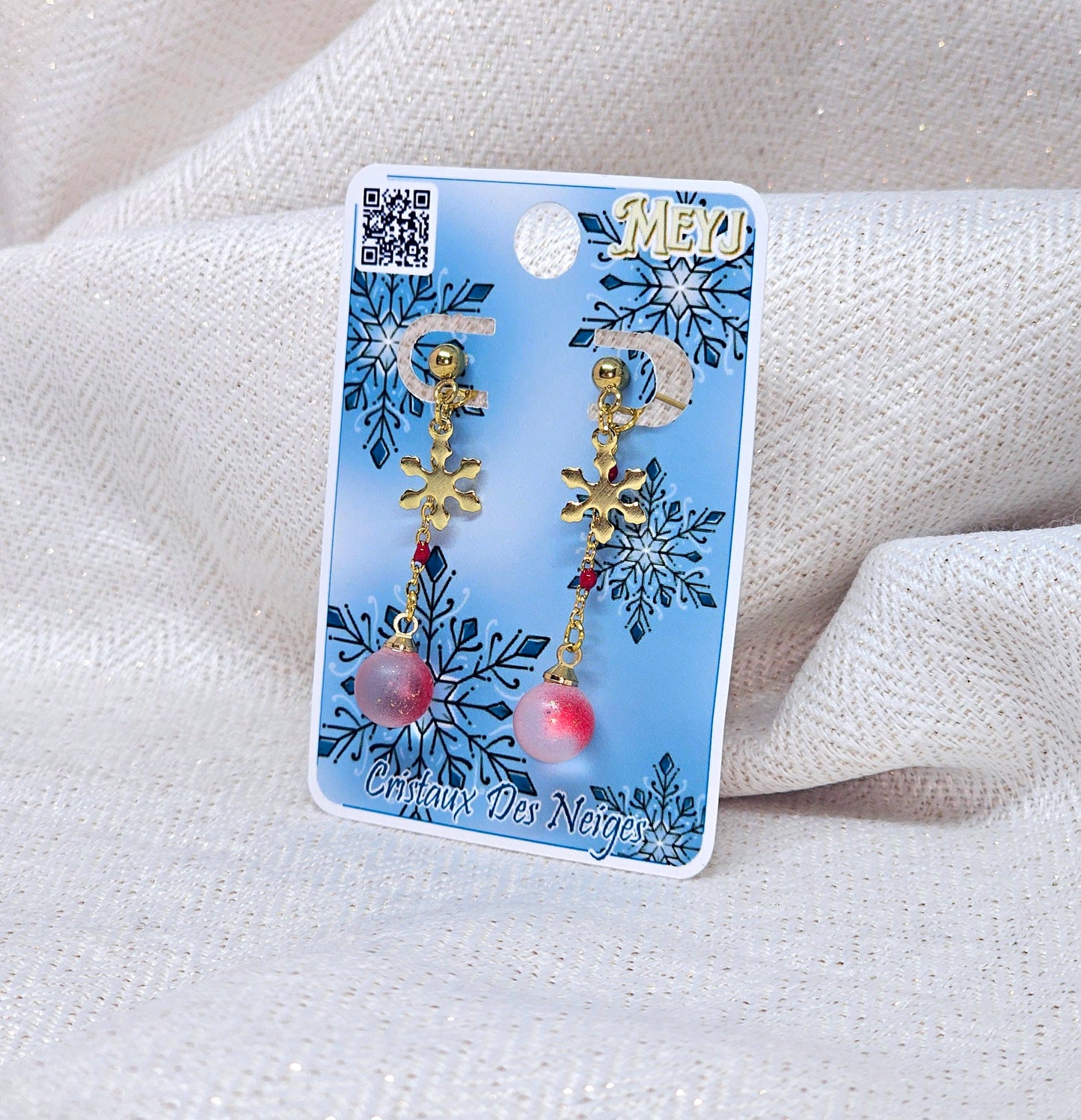 Boucles d'oreilles Flocon Boule de Noël