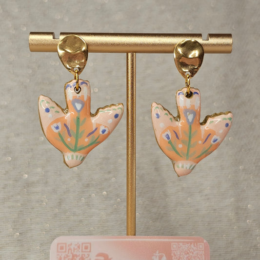 Boucles d'Oreilles "Les Oiseaux de Ève" : Art Folklorique Peinte à la Main