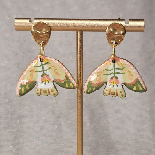Boucles d'Oreilles "Les Oiseaux de Mathilde" : Art Folklorique Peinte à la Main