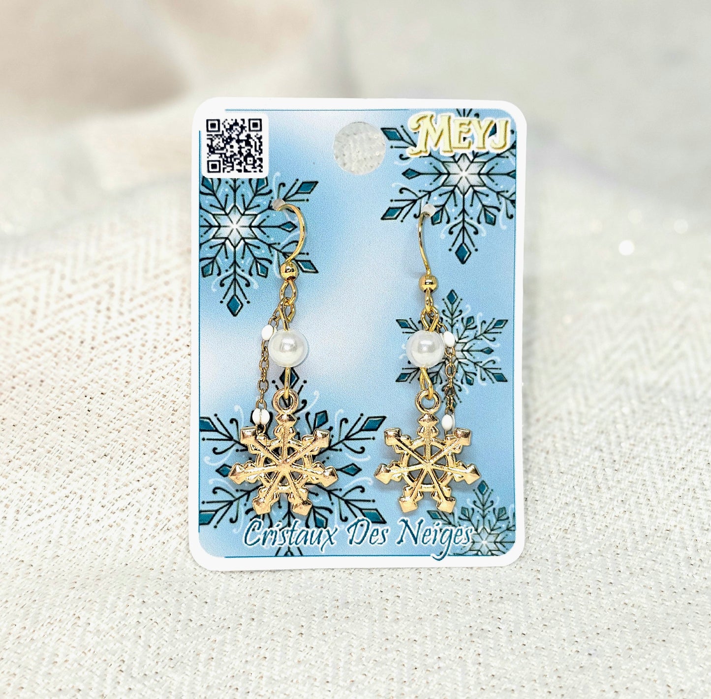 Boucles d'oreilles Flocon Perle Blanche