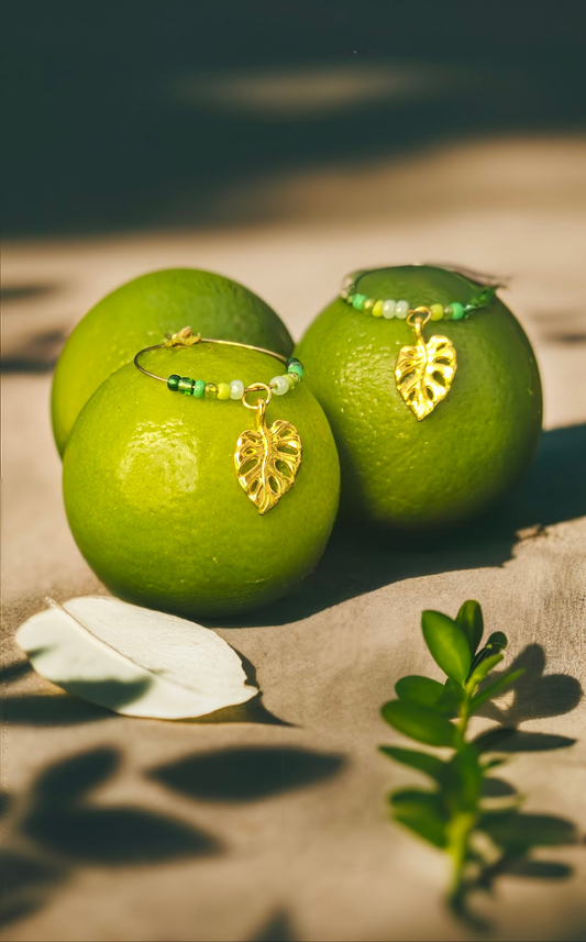 Boucles d'oreilles - Feuilles Tropicale - Les Créoles Monstera
