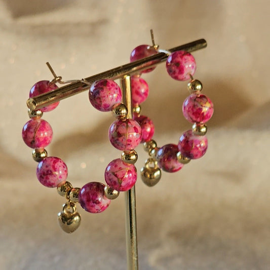 Boucles D'oreilles Saint Valentin - Les Créoles roses