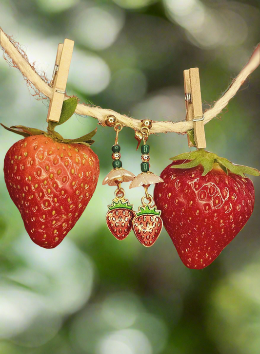 Boucles D'oreilles- Fraise Éclatante - Les fraise fleurits