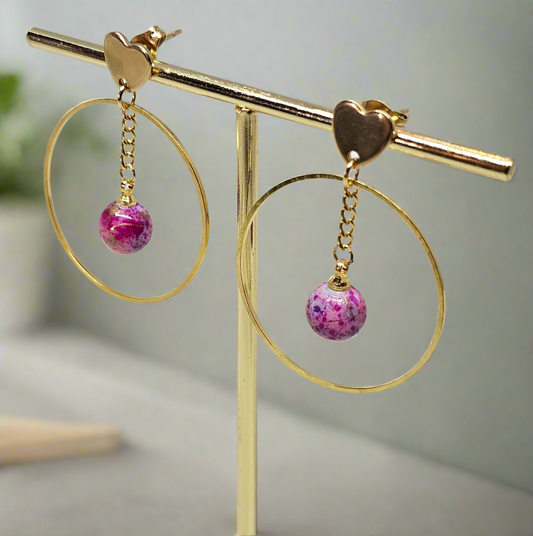 Boucles D’oreilles - Célébrer L’Amour - Perle Rose