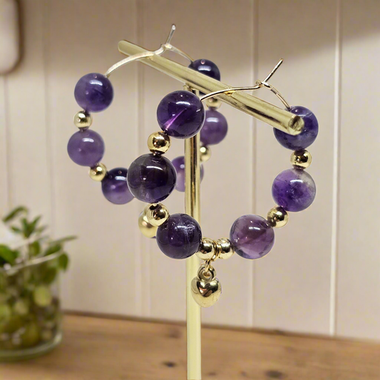 Boucles d'oreilles Saint-Valentin- Les Créoles violettes