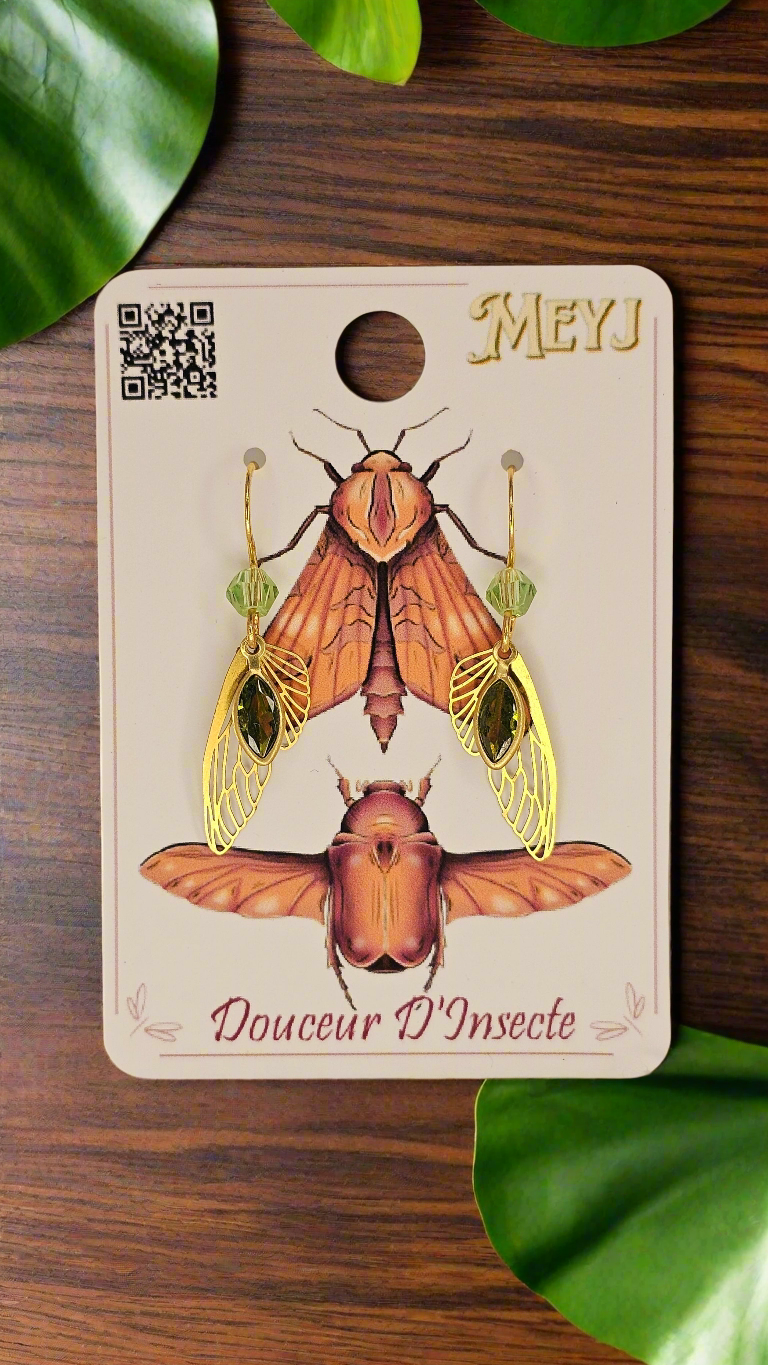 Boucles d'oreilles- Douceur D'insecte - Les ailes de Papillons