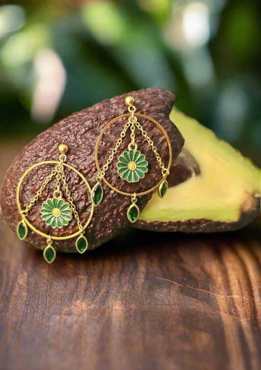 Boucles D’Oreilles - Jardin Fleurit - Les Fleurs Vertes
