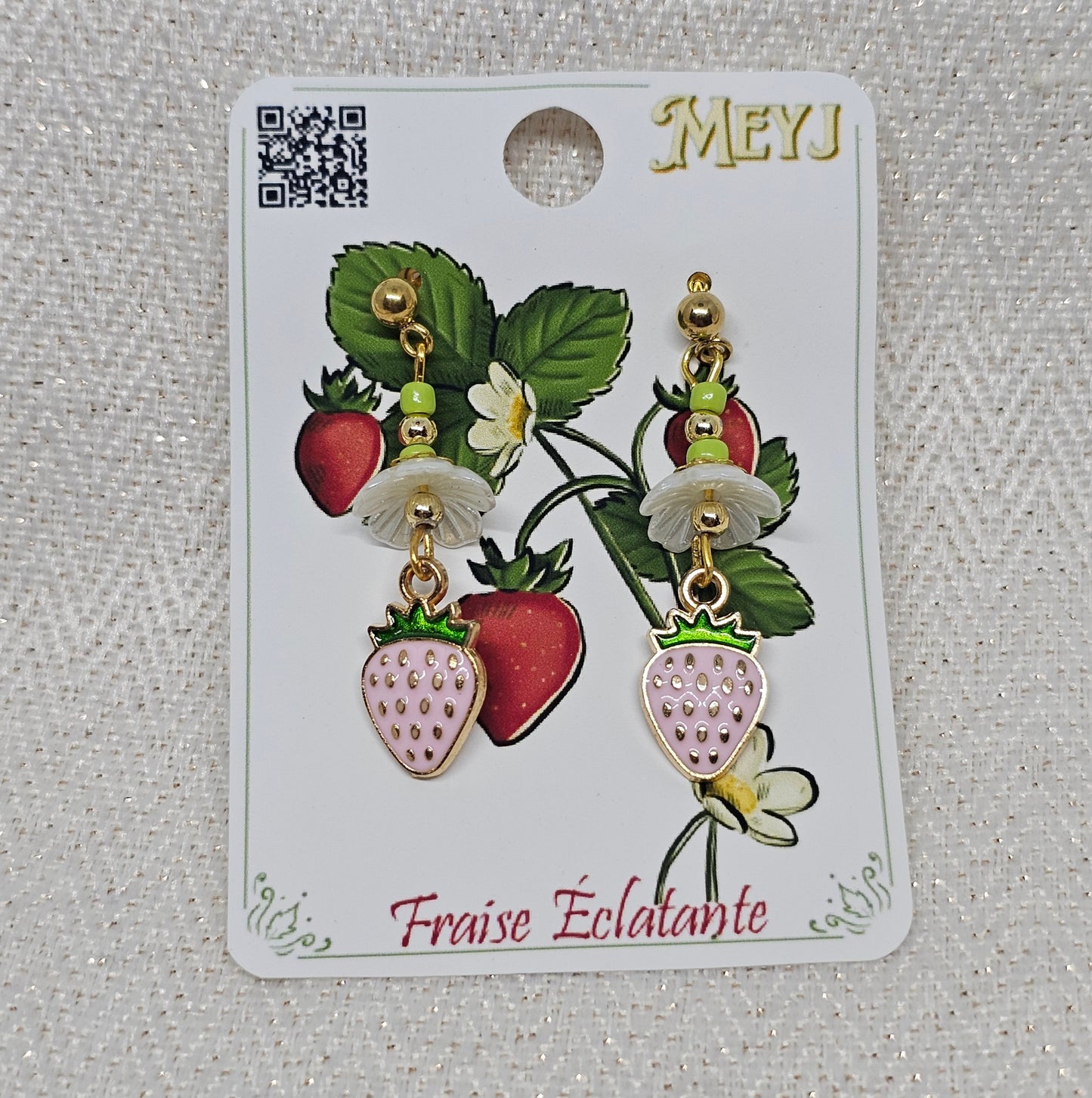 Boucles D'oreilles- Fraise Éclatante - Les fraise fleurits