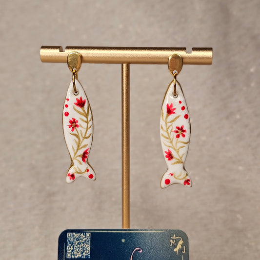 Boucles d'Oreilles "Les Poissons de Pauline" : Art Folklorique Peinte à la Main