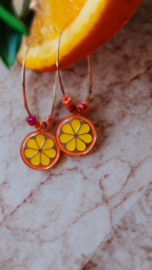 Boucles D’Oreilles - Éclats d’Agrumes - Les Créoles Citronnés