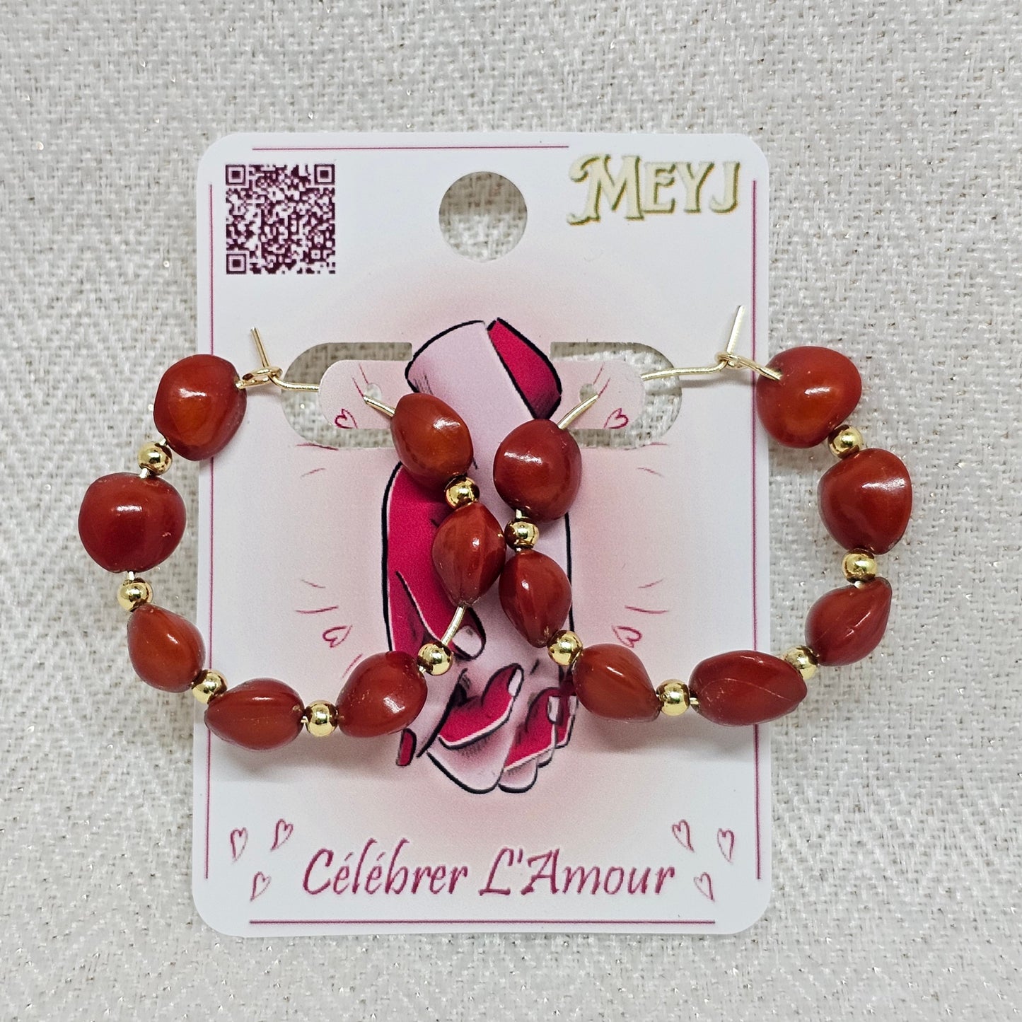 Boucles d'oreilles Saint-Valentin- Les Créoles briques