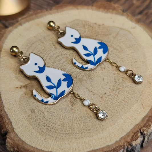 Boucles D’Oreilles - Les chats fleuris