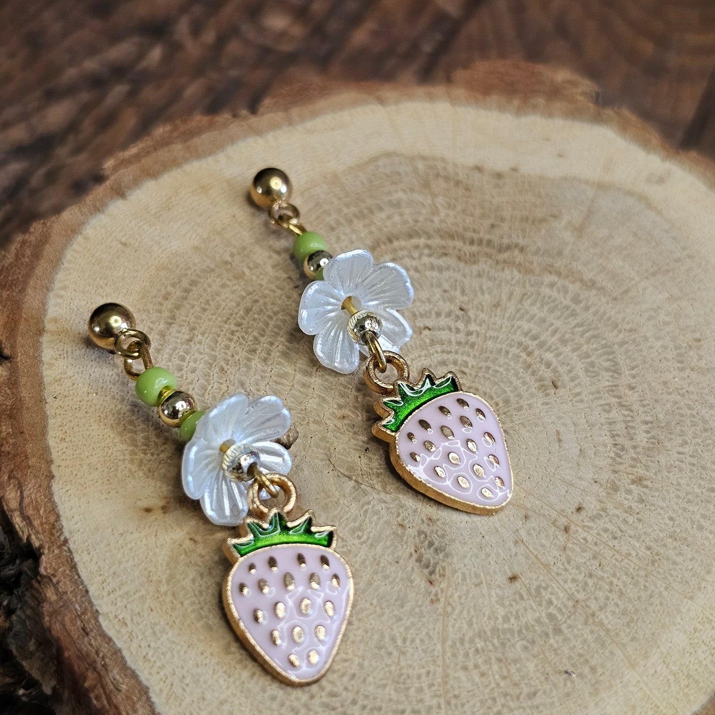 Boucles D’Oreilles - Les Fraises roses