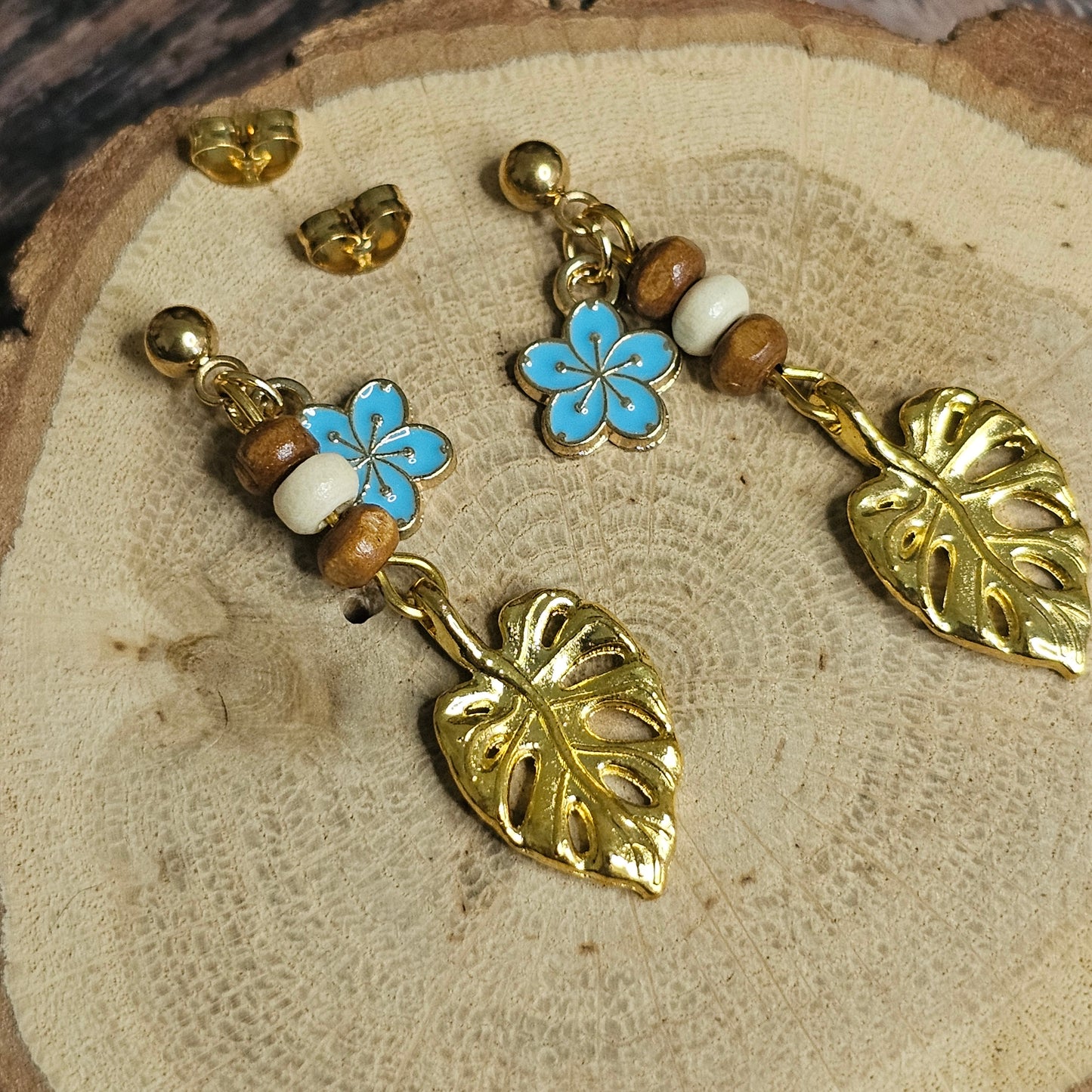 Boucles D’Oreilles - Les monsteras en fleurs