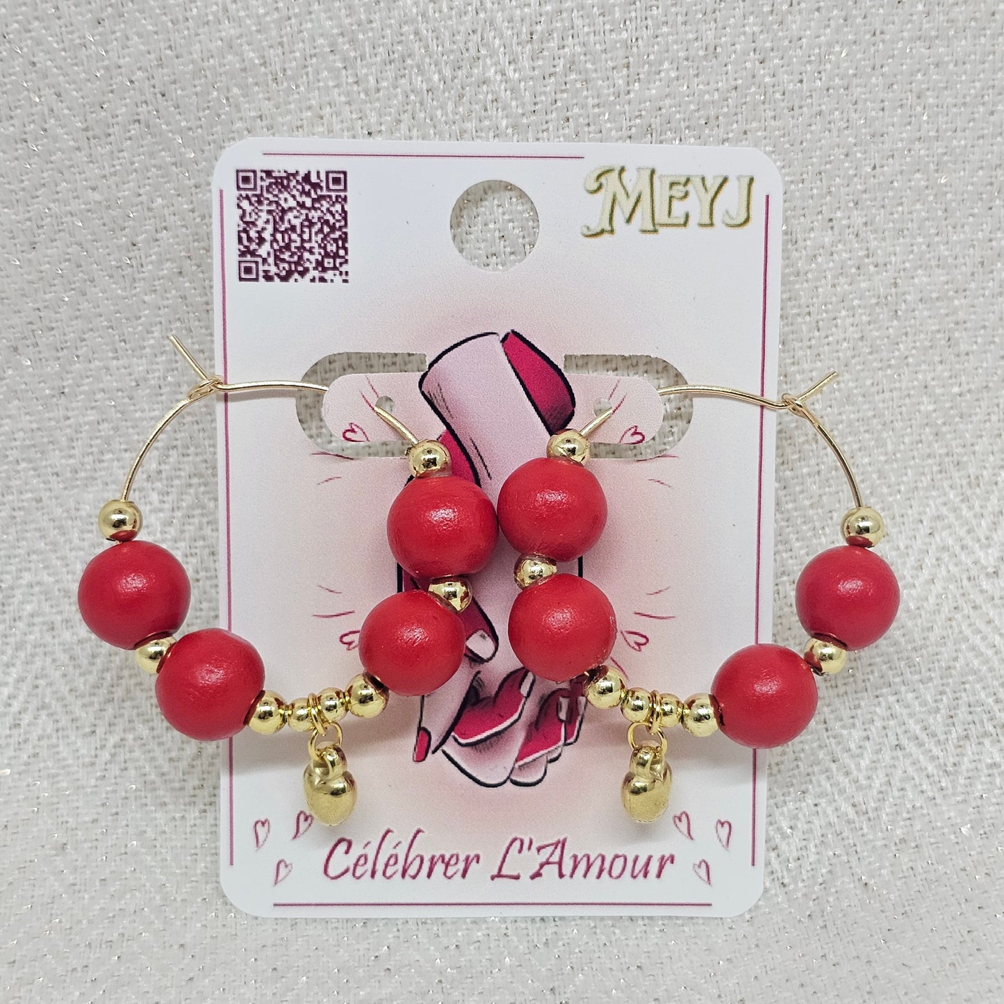 Boucles d'oreilles Saint-Valentin- Les Créoles rouges