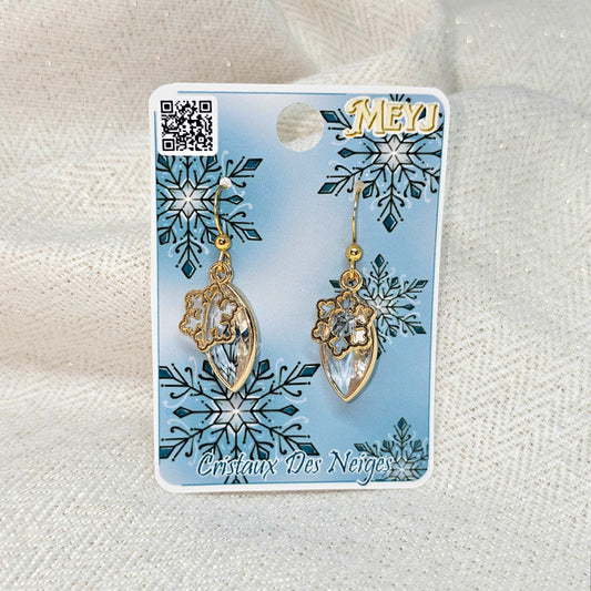 Boucles d'oreilles cristal blanc et flocon