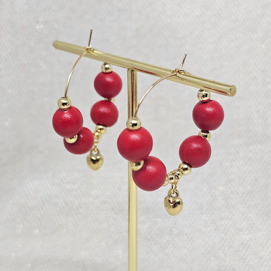 Boucles d'oreilles Saint-Valentin- Les Créoles rouges