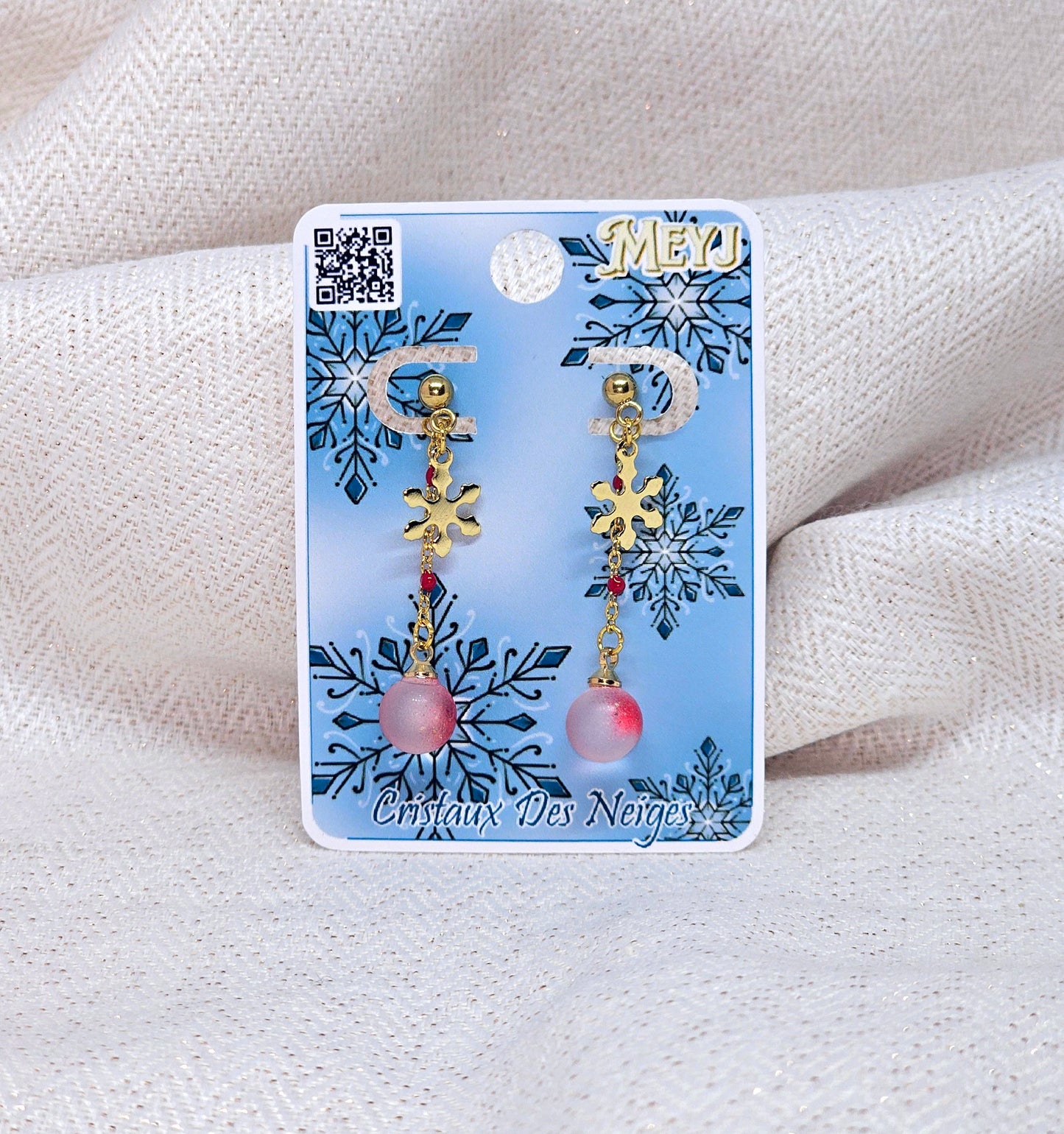 Boucles d'oreilles Flocon Boule de Noël