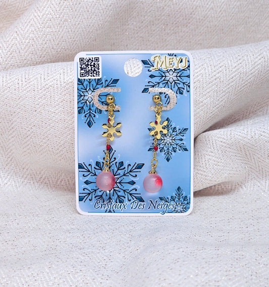 Boucles d'oreilles Flocon Boule de Noël