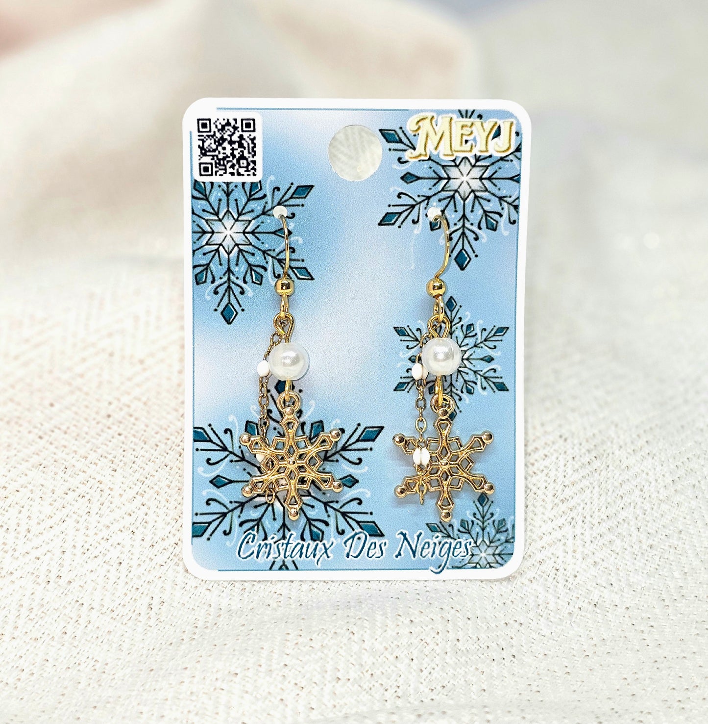 Boucles d'oreilles Flocon Perle Blanche