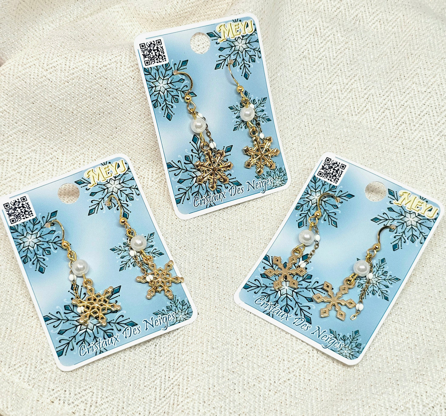 Boucles d'oreilles Flocon Perle Blanche