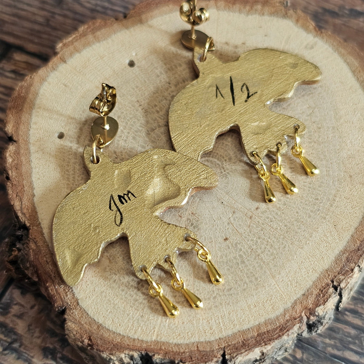 Boucles d'Oreilles "Les oiseaux de Sylvie" : Art Folklorique Peinte à la Main