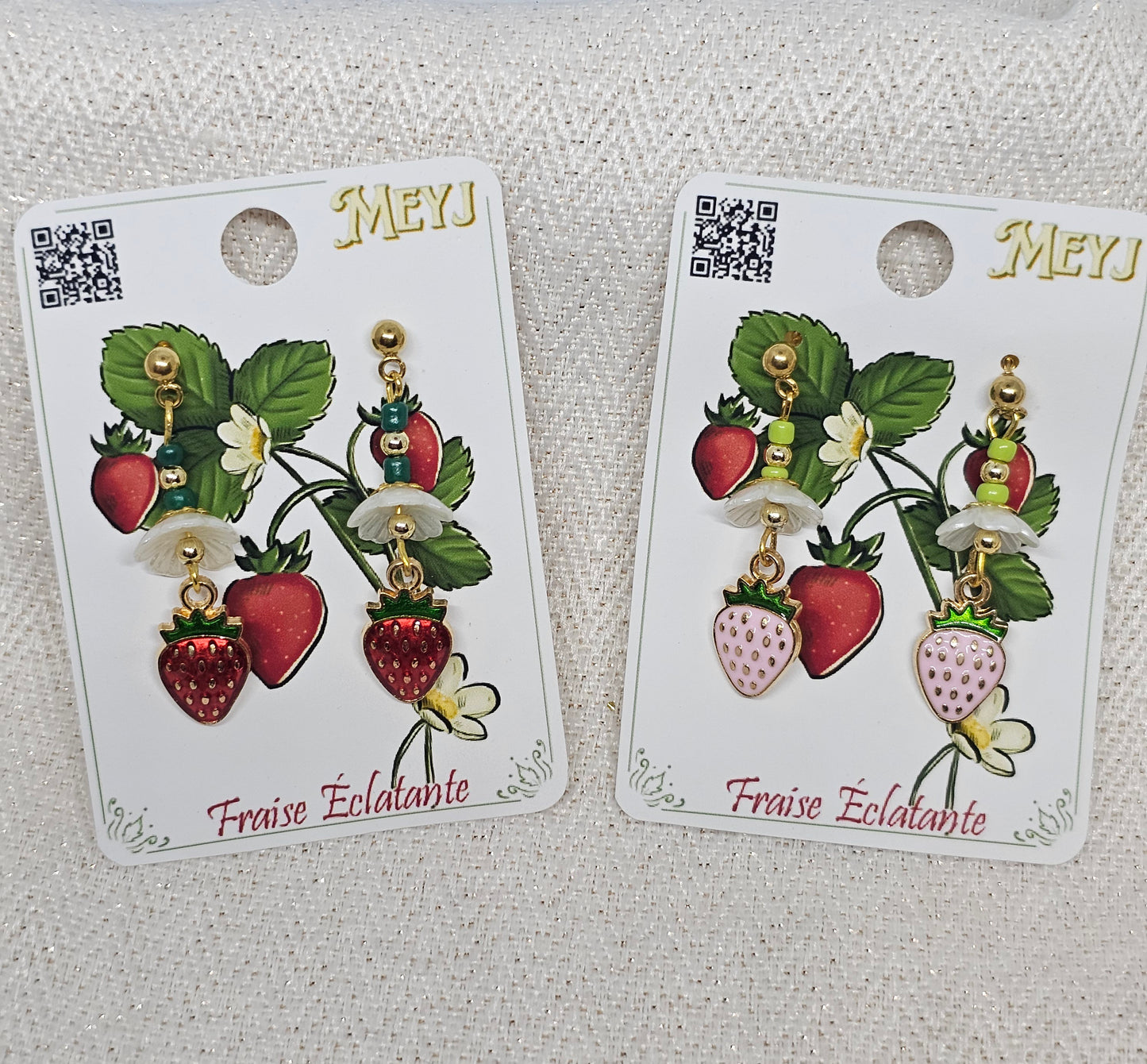 Boucles D'oreilles- Fraise Éclatante - Les fraise fleurits