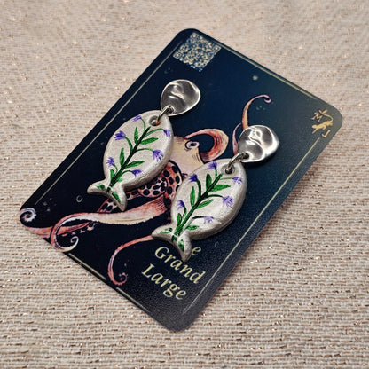 Boucles d'Oreilles "Les Poissons de Clothilde" : Art Folklorique Peinte à la Main