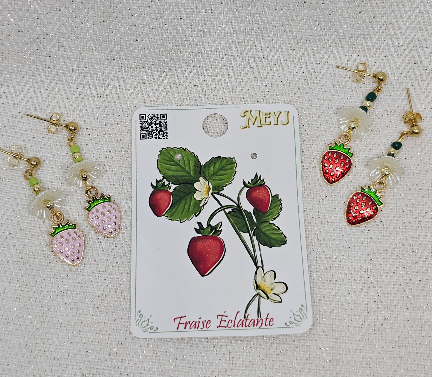 Boucles D'oreilles- Fraise Éclatante - Les fraise fleurits