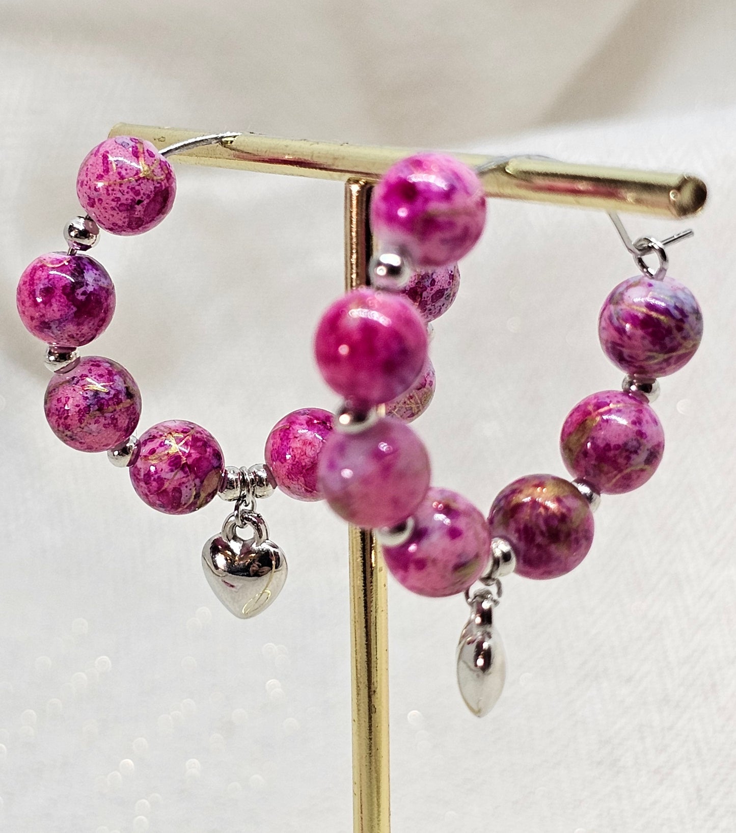 Boucles D'oreilles Saint Valentin - Les Créoles roses