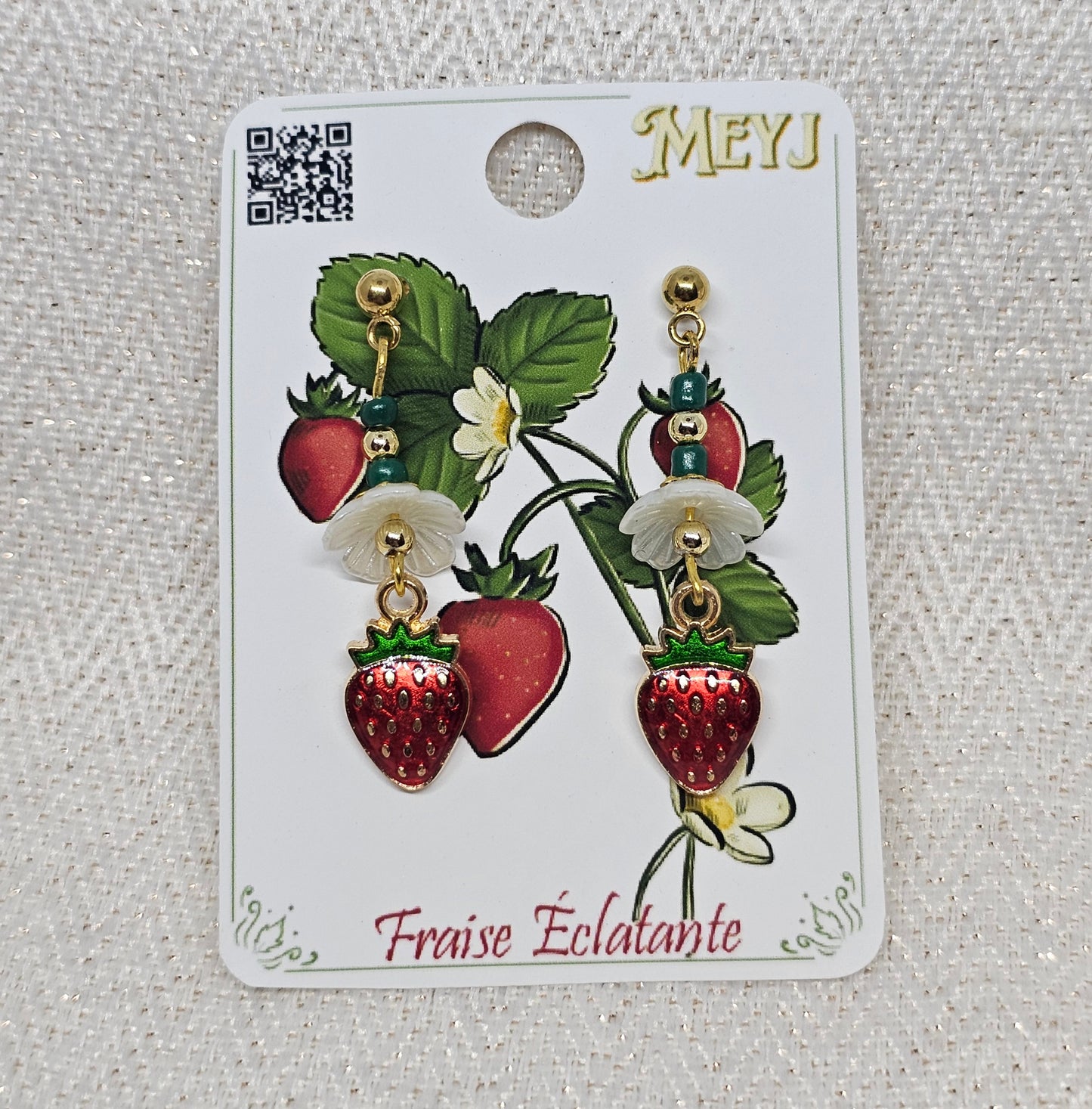 Boucles D'oreilles- Fraise Éclatante - Les fraise fleurits