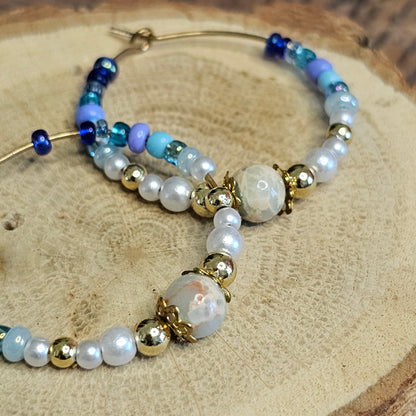 Boucles D’Oreilles - Les Créoles Jaspe Ocean