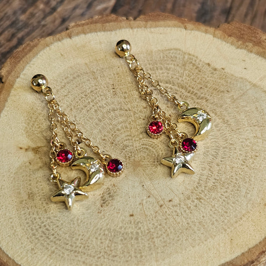 Boucles d'oreilles - Les étoiles filantes rouge
