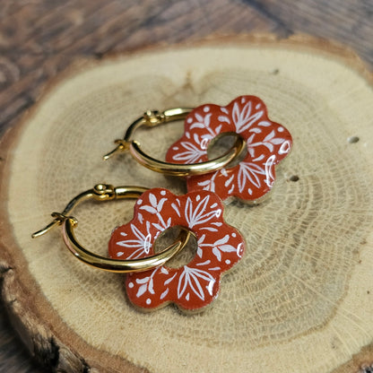 Boucles d'Oreilles réversible "Les pampilles d'Albertine" : Art Folklorique Peinte à la Main