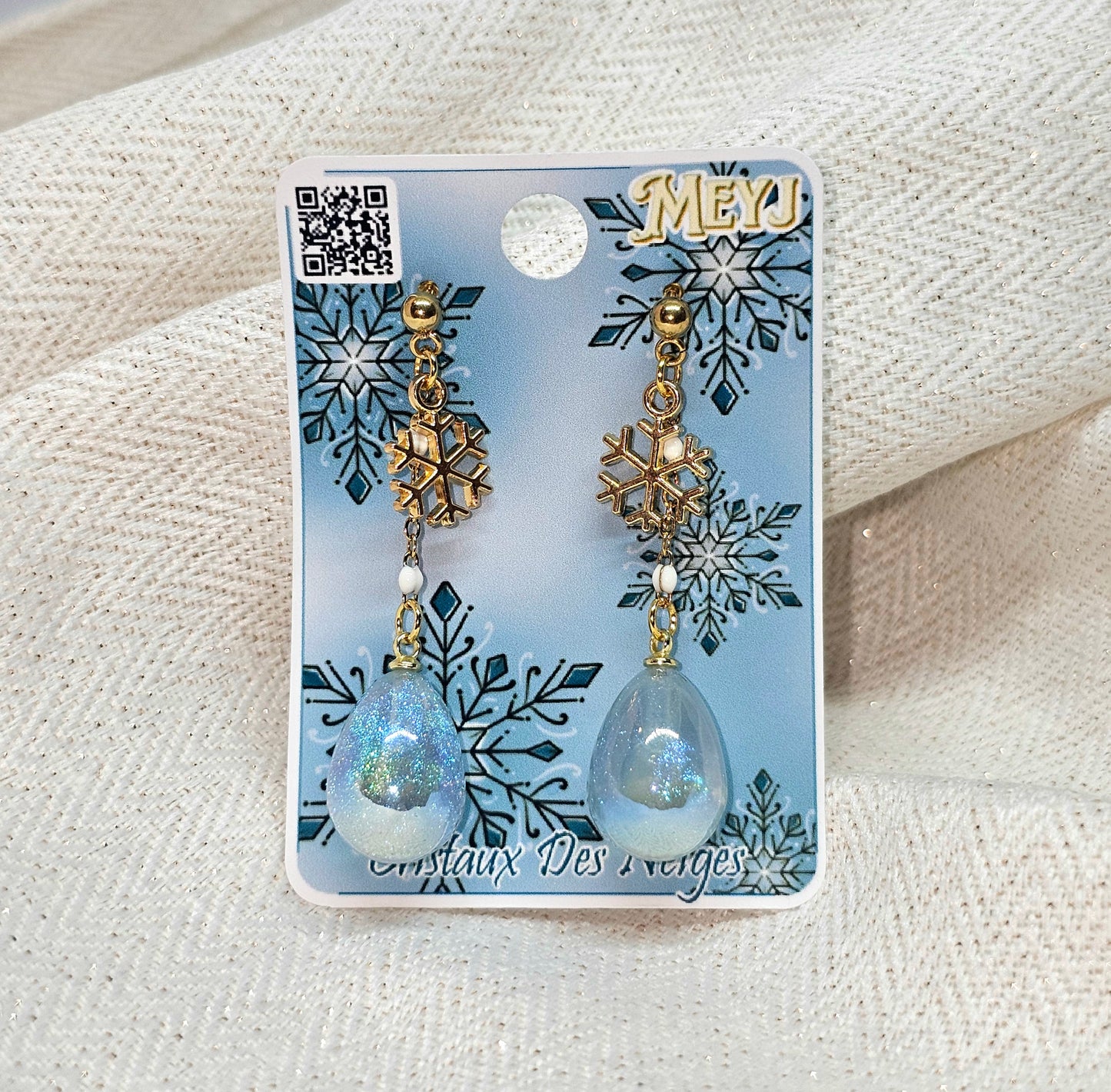 Boucles d'oreilles Flocon de Neige Paillettes