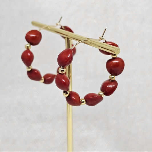 Boucles d'oreilles Saint-Valentin- Les Créoles briques