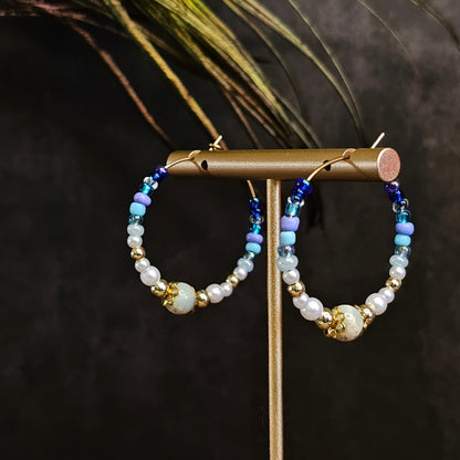 Boucles D’Oreilles - Les Créoles Jaspe Ocean