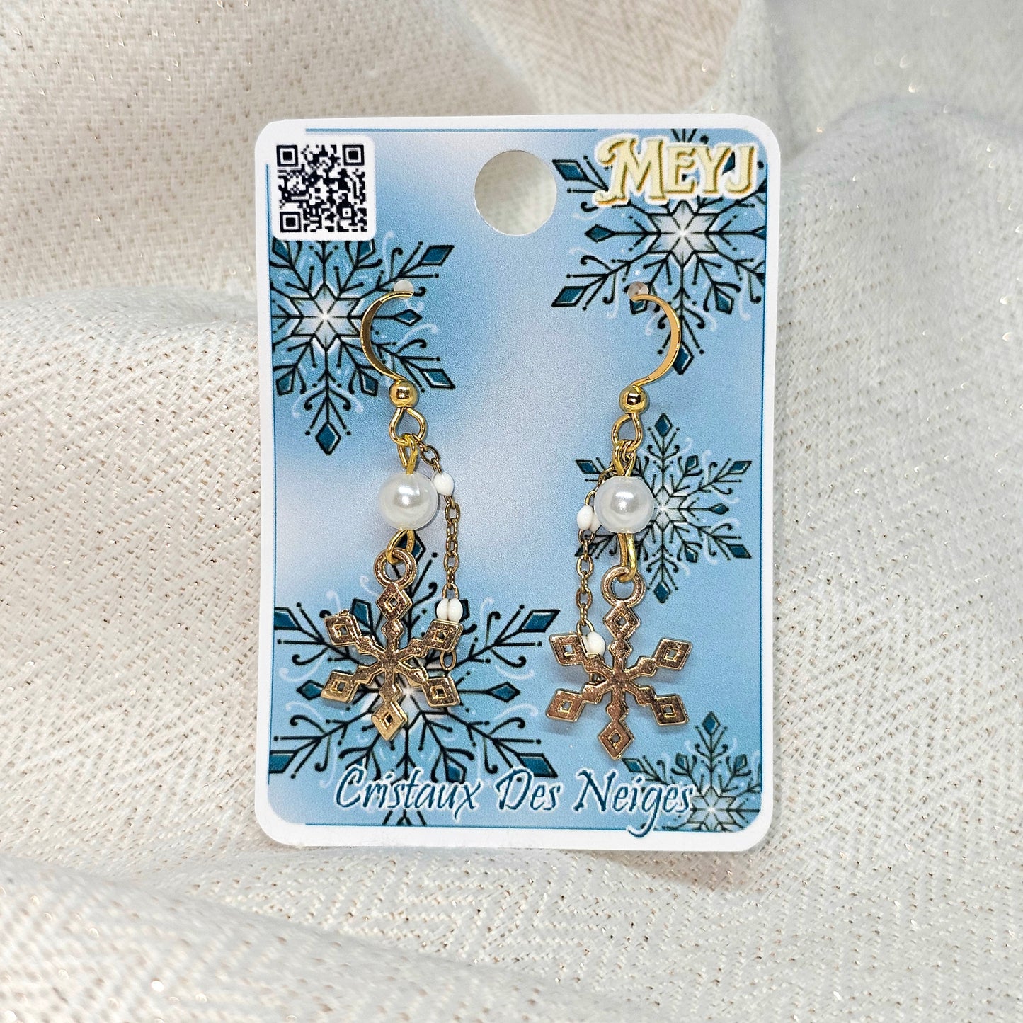 Boucles d'oreilles Flocon Perle Blanche