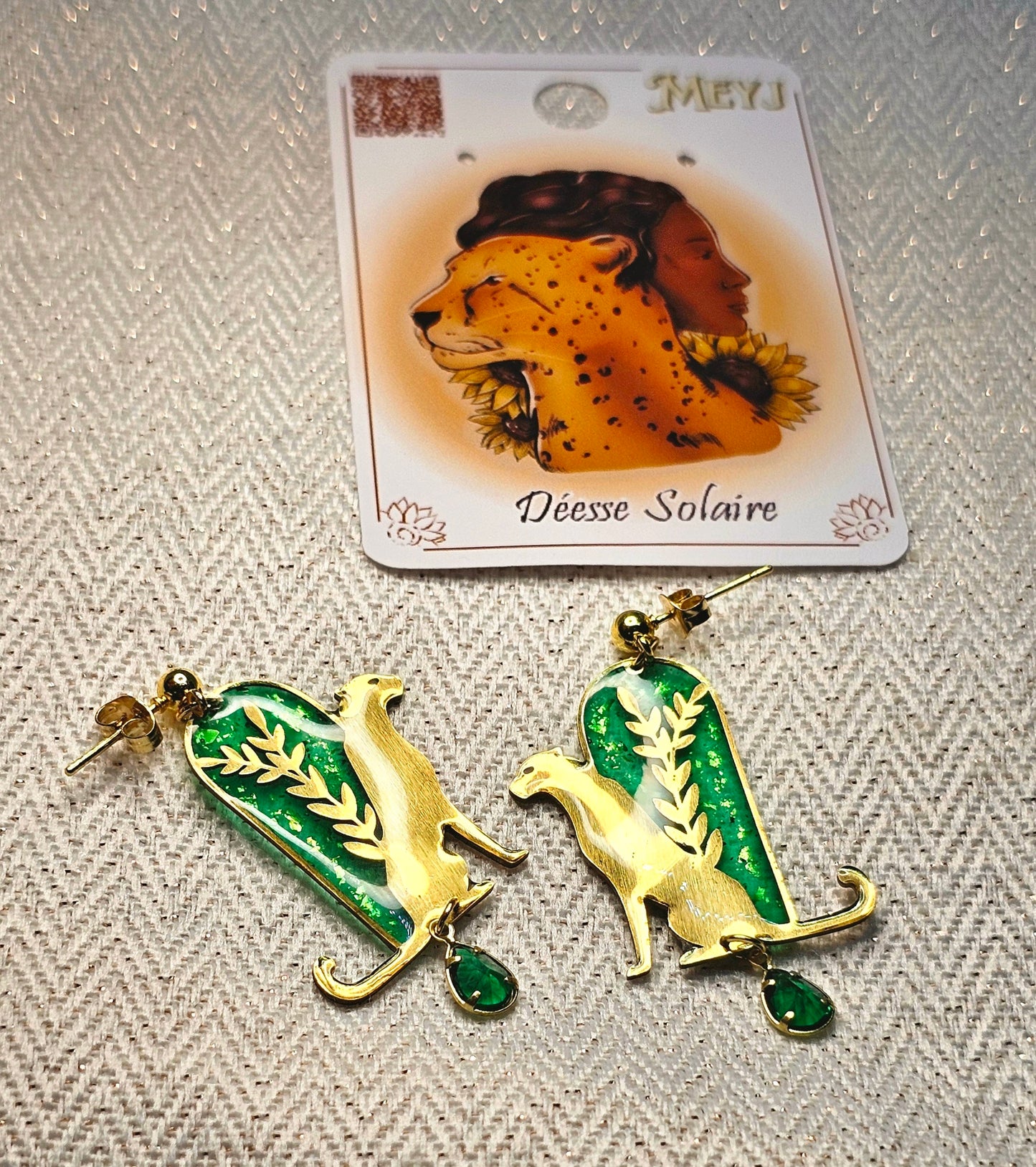 Boucles D'oreilles- Collection Déesse Solaire- Les panthères