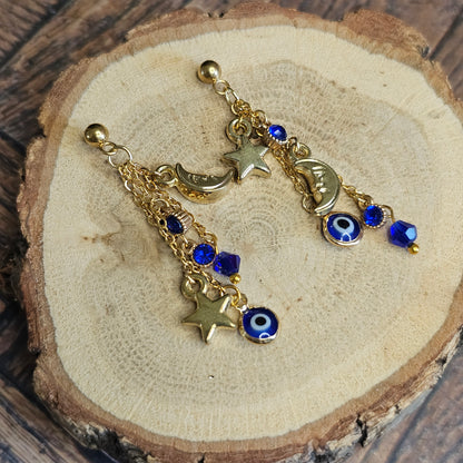 Boucles d'oreilles - Les étoiles filantes bleues