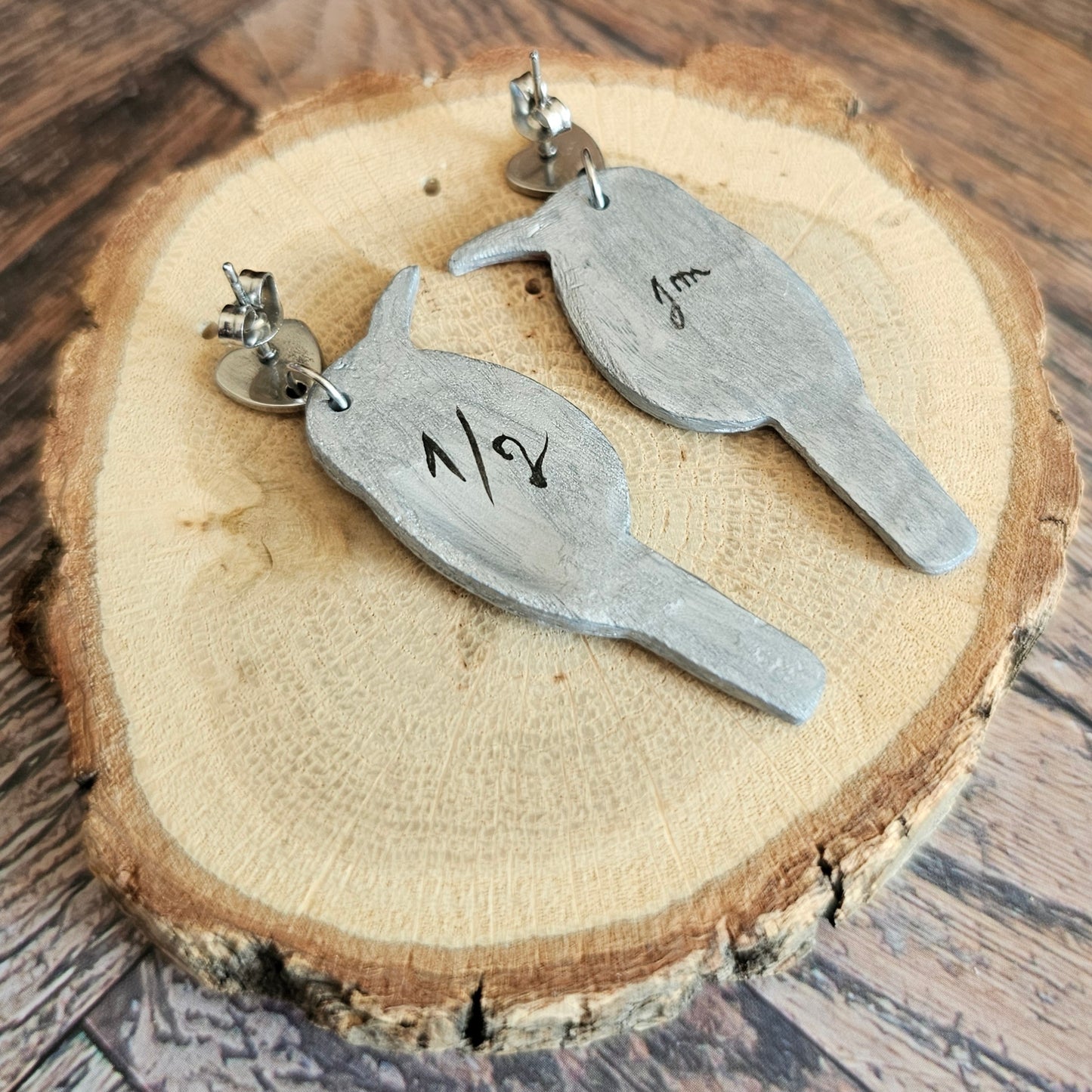 Boucles d'Oreilles "Les oiseaux de Clémence" : Art Folklorique Peinte à la Main