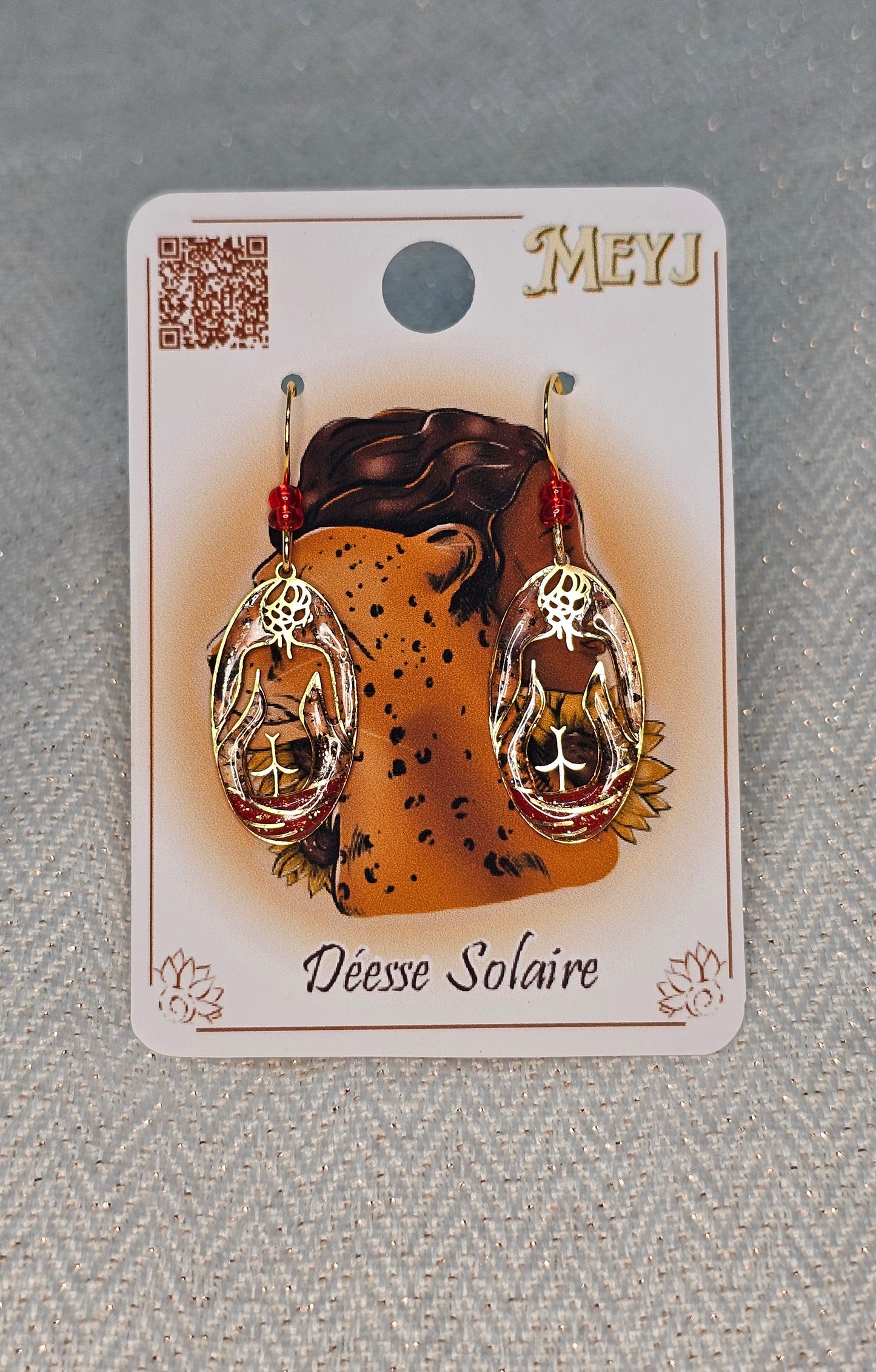 Boucles D'oreilles- Déesse Solaire - La femme Rouge