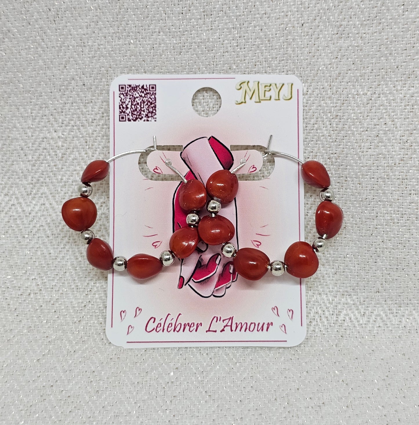 Boucles d'oreilles Saint-Valentin- Les Créoles briques