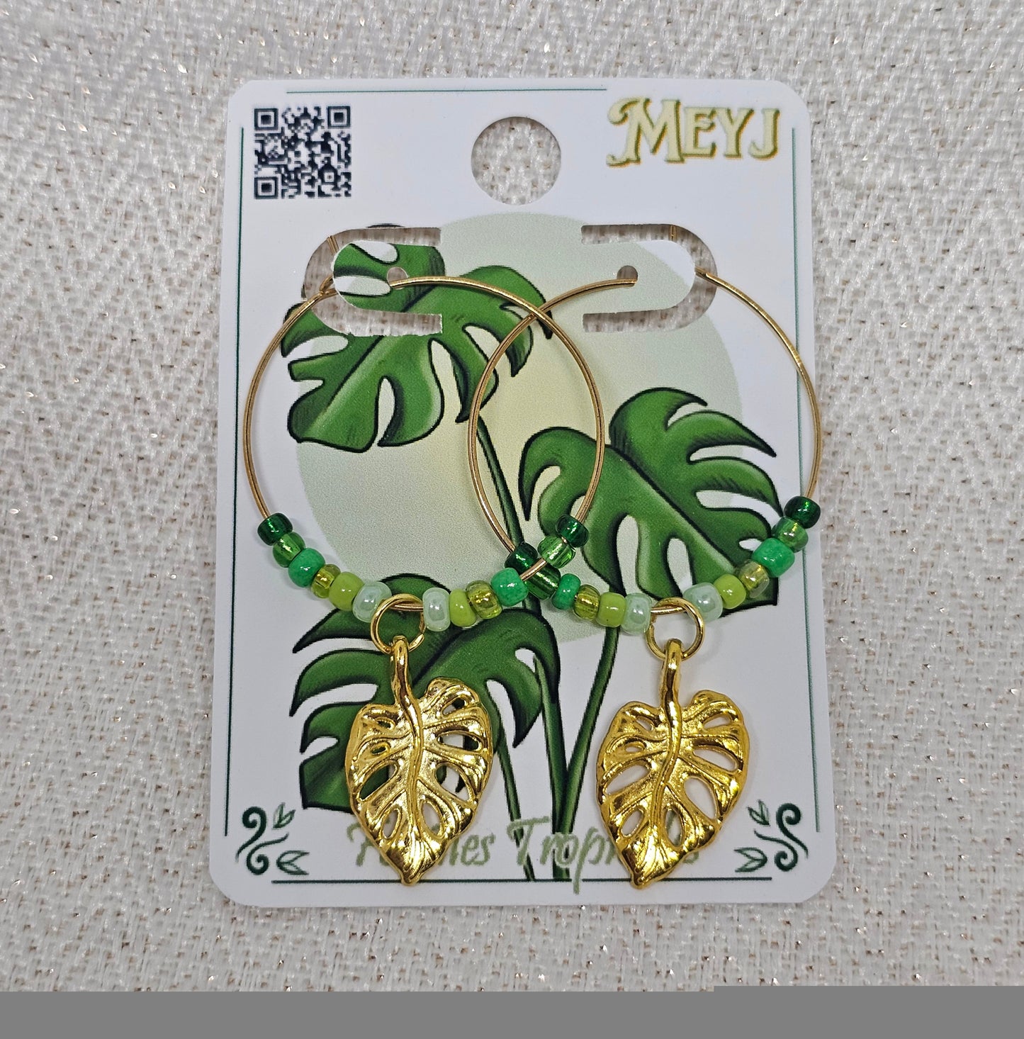 Boucles d'oreilles - Feuilles Tropicale - Les Créoles Monstera