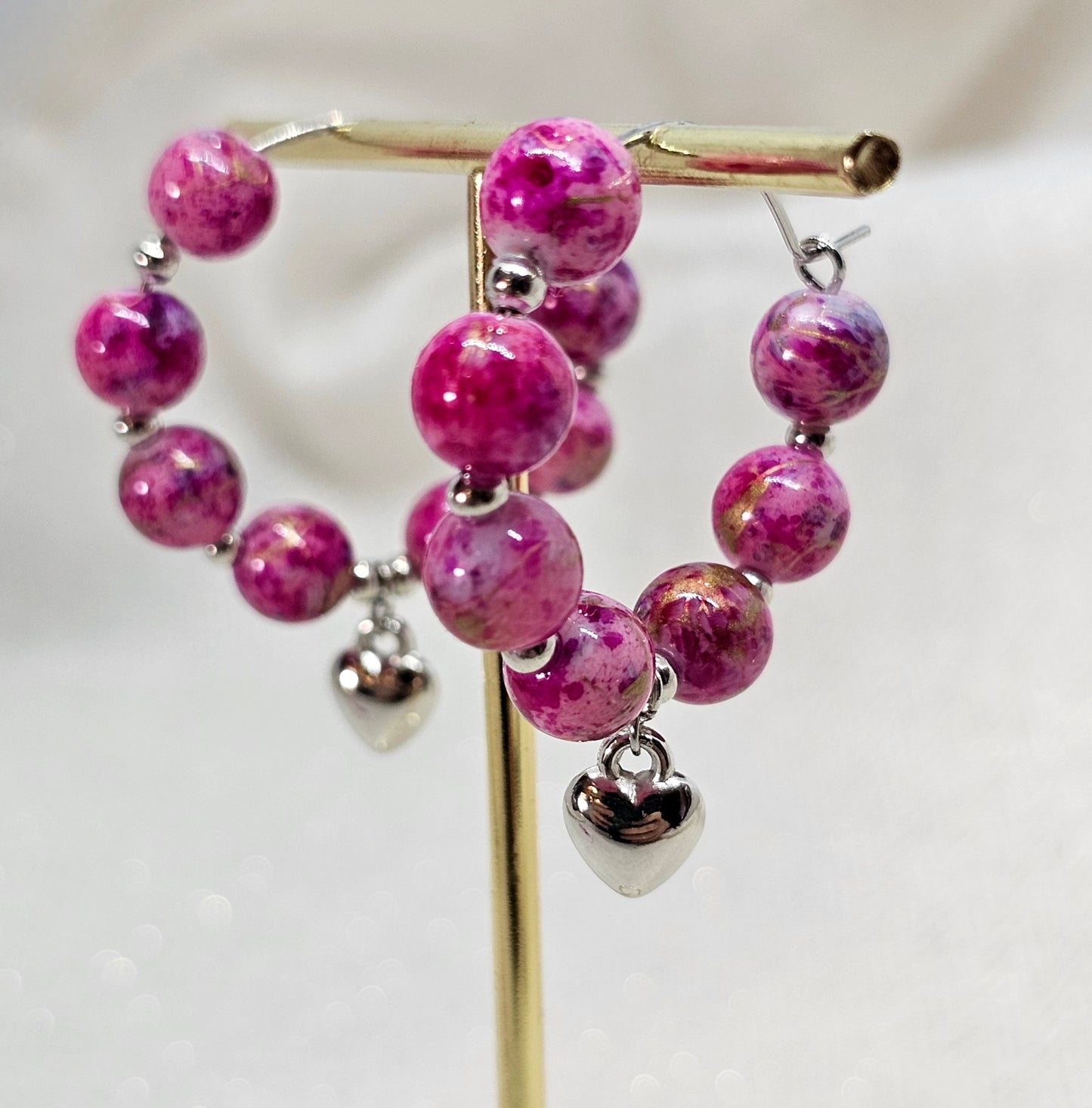 Boucles D'oreilles Saint Valentin - Les Créoles roses