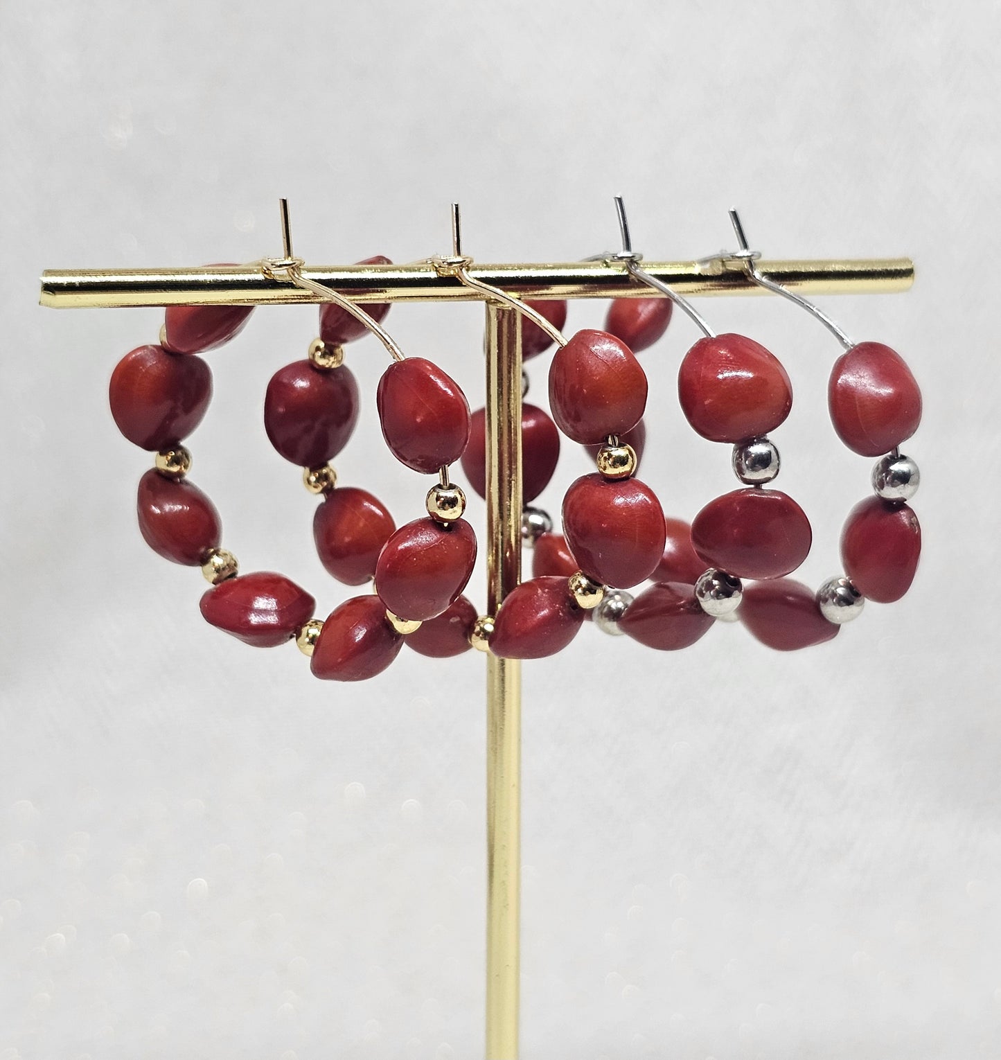 Boucles d'oreilles Saint-Valentin- Les Créoles briques