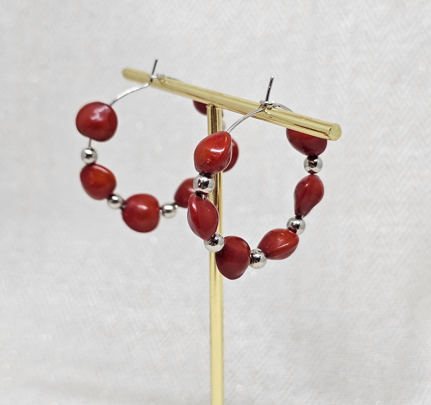 Boucles d'oreilles Saint-Valentin- Les Créoles briques