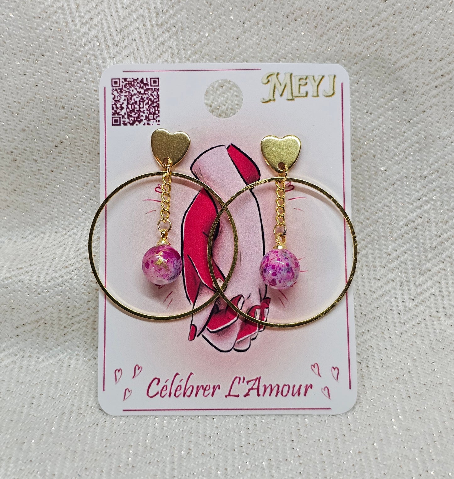Boucles D’oreilles - Célébrer L’Amour - Perle Rose